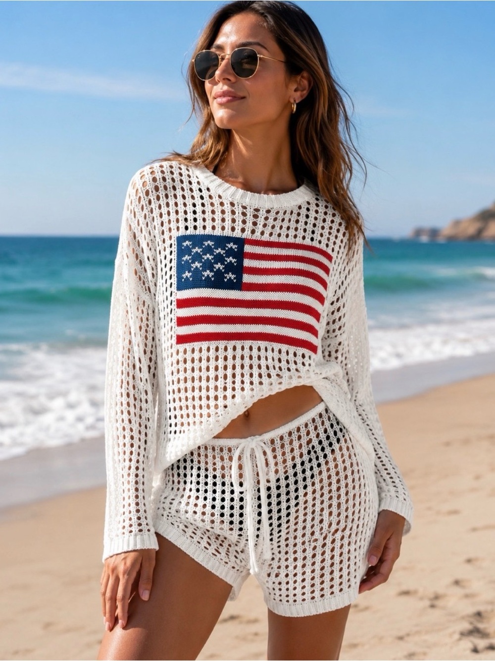 NWT CHA CHA WOMEN'S TWO PIECE OPEN KNIT COVERUP SET- MEDIUM